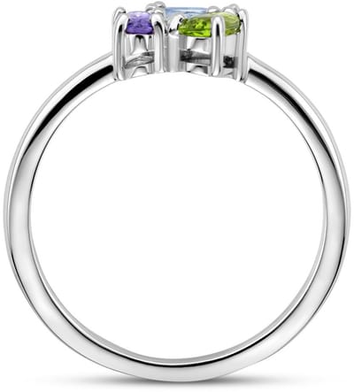 Gerhodineerd Zilver Ring Met Zirkonia En Synth. Edelstenen 1336577