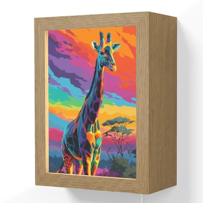 Wandlamp 15x20 cm - Oplaadbaar - Giraffe - Savanna - Lucht - Gekleurd - Wandlampen binnen woonkamer - Slaapkamer lamp met kabel - Decoratieve nachtlamp - Vloerlamp snoer