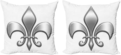 ABAKUHAUS Fleur De Lis Kussenhoezen – 2x50x50 cm – Dubbelzijdig bedrukt, mikrofaser, rits