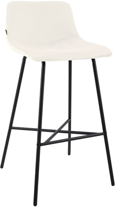CLP Altona Barkruk - met rugleuning en voetsteun - zwart metalen frame - modern Scandinavisch - keukenbarkruk - zwart/creme