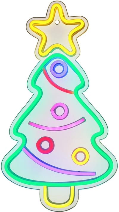 Dailygoods- Neon Kerstboom LED - Retro Wanddecoratie - Groot 40 cm - Feestelijk Hangend Decor - USB-Voeding - Verstelbare Helderheid - Neonlicht