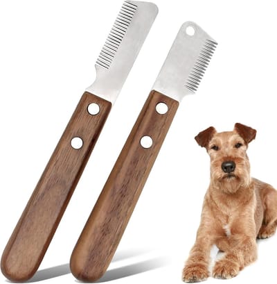 YAGXIG Dierenhaartrimmer - Set van 2 - Roestvrij staal - Dierenhaarverwijderingsmes - Trimmerset - Hondenhaarverzorging Dierbenodigdheden Scheerkam voor katten en honden