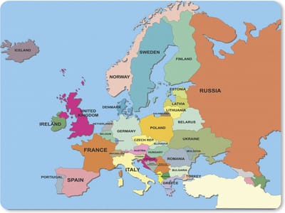 Muismat Kleurrijke kaart Europa - you can select/edit every state muismat rubber - 23x19 cm - Muismat met foto