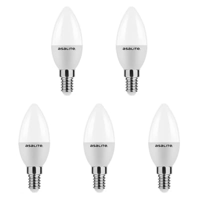 Asalite LED Lamp C37 E14 Fitting - 4W = 30W - 350 Lumen - 3000K Warm Wit Licht - Niet Dimbaar - 220-240V - Energiezuinig - Kaarslamp LED - 5 stuks