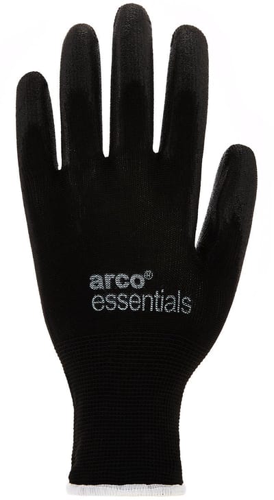 Arco Essentials PU-Gecoate Werkhandschoenen Nylon Zwart Maat 8 - Pak 12