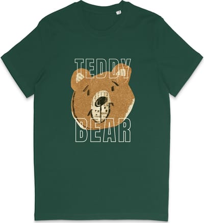T Shirt Dames Heren - Grappige Teddy Beer Print Opdruk - Groen - XS