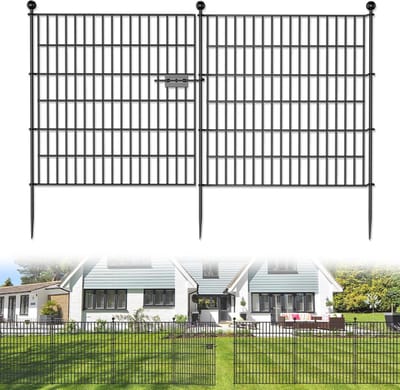 Decoratief tuinhek zonder graven - Dierlijke barrière met roestvrijstalen draadpaneel