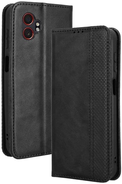 Coverup Hoesje - Geschikt voor Samsung Galaxy Xcover 7 Pro Hoesje - Coverup Vintage Style Book Case - Zwart