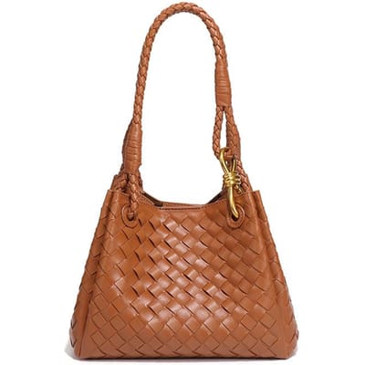 Veelzijdige Geweven Emmer Tas, Handgedragen Parachute, Crossbody Dames Tas, Tweedelige Set, Moeder en Kind Enkele Schouder Onderarm Tas brown