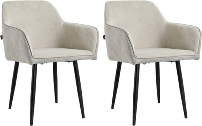 Lina® Tony Eetkamerstoel - Licht Grijs- Set van 2 - Ribstof