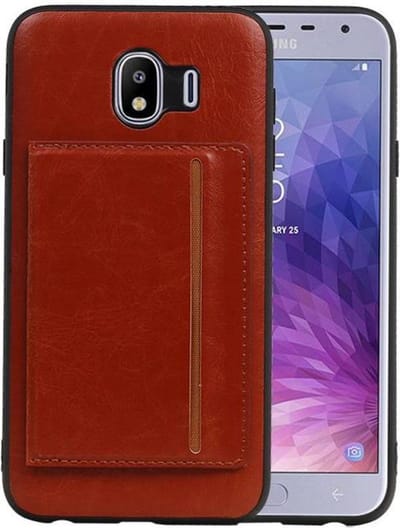 Bruin Staand Back Cover 1 Pasjes voor Samsung Galaxy J4
