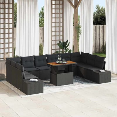 vidaXL - Tuinbank - Set - 11 - st - Zwart - en - Bruin