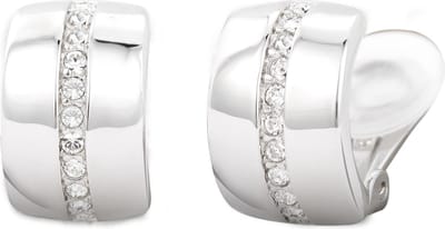 Traveller Clip Oorbellen - Oorclips Dames - Zilverkleurig - Kristal - Preciosa Crystals - Geplatineerd - Halve Oorringen - 16 mm - 156592