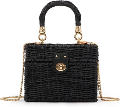 Handgeweven Rieten Handtas voor Dames - Vierkante Strandtas / Schoudertas Boho Stijl