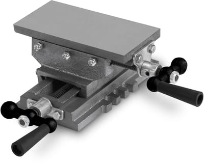 EBERTH kruistafel van gietijzer en staal, werkblad 85 x 170 mm, werkhoogte 90 mm, 2-assige bankschroef voor boor- en freesbewerkingen, coördinatentafel voor boormachine, freesmachine en werkbank.