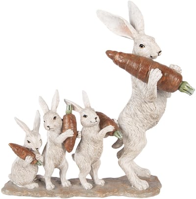 Clayre & Eef Decoratie Beeld Konijn 34x13x33 cm Beige Kunststof