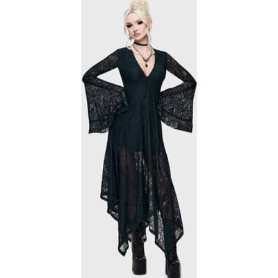 Killstar - Gothic Midi-jurk - What Darkness Returns - Bella's Curse Midi Dress - XS tot 4XL - voor Vrouwen - donkergroen