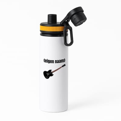Hacebo® - zwarte elektrische gitaar met eigen naam waterfles met draaidop oranje - Gitaar - muziek liefhebbers - gitaristen - gitaar liefhebbers - verjaardag - cadeau - kado - water fles - 850ML