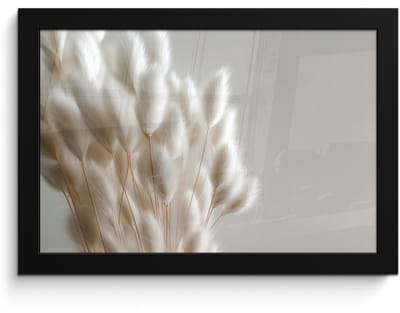 Poster in lijst - Fotolijst 30x20 cm - Posters - Pluimen - Beige - Minimalistisch - Posterlijst zwart - Decoratie - Wanddecoratie woonkamer - Muurdecoratie slaapkamer