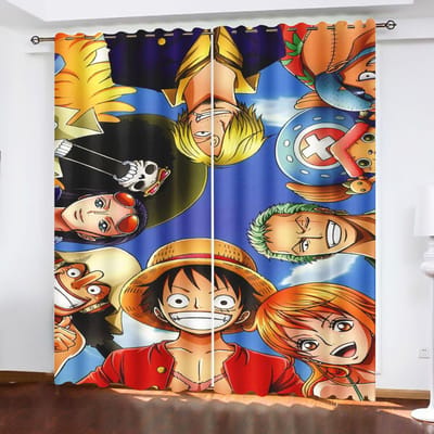 Monkey D Luffy Home Cartoon Gordijn One Piece Schattige Print Lichtfilterende Gordijnen Woonkamer Slaapkamer Hitte- en Zonbescherming 220x215cm