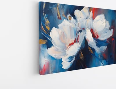Saammp Canvas Schilderij - Abstracte Magnoliabloemen - Natuur - Modern - 45x30 - Foto op canvas - Wanddecoratie - Muurdecoratie Woonkamer - Kantoor Decoratie