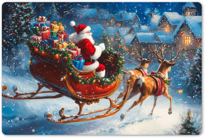 Placemats 45x30 cm - Placemat kunststof - 1 stuk - Kerstman - Rendier - Kerst - Sneeuw - Borden onderleggers - Decoratie voor op tafel - Keuken tafeldecoratie accessoires - Vinyl onderlegger - Tafelversiering