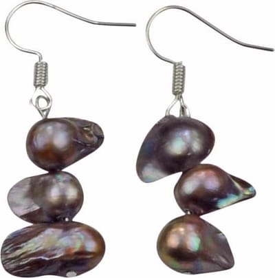Zoetwater parel oorbellen Pearl Blister Taupe - oorhangers - echte parels - sterling zilver (925) - taupe - grijs - bruin - zilver - luxe sieraden zakje - parel oorbellen dames