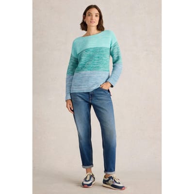 White Stuff Jana Twist Jumper Blue Multi Maat: 10 REGULAR | Sweaters Outlet | Dames | Blauw