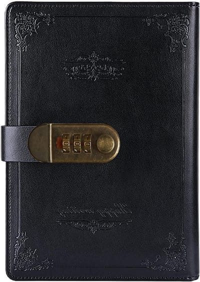 Retro Vintage PU Leer Wachtwoord Notitieboek Schrijversplanner met Combinatieslot, A5 Formaat, Perfect voor Persoonlijke Aantekeningen en Schetsen met Penhouder