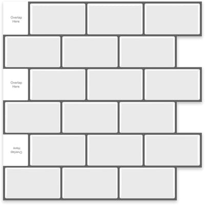24Supply Plaktegels - 10 Stuks - Glans - Wit - Grijze Voeg - 30.5x30.5cm