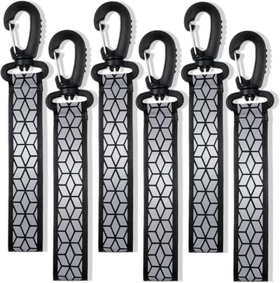 Reflecterende hangers 6 stuks voor veiligheid, sleutelhangers, schooltas, rugzak, joggen, zwart, reflectoren, accessoires voor kinderen