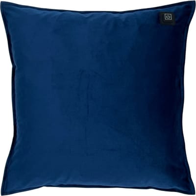 Warmpi Warmtekussen Fluweel Donkerblauw – Draadloos Elektrisch Verwarmd Sierkussen – Inclusief 10.000 mAh Powerbank – Voorzien van 2 Infrarood Warmtepanelen aan de voorkant – 3 Warmtestanden – 45x45 cm