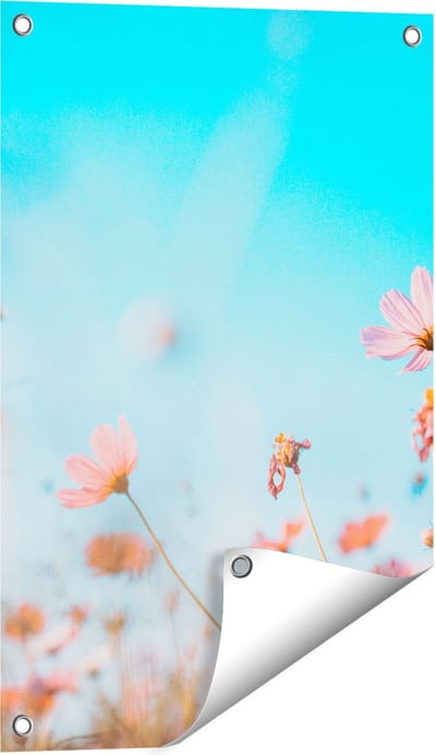 Gards Tuinposter Paarse Kosmos Bloemen - 40x60 cm - Tuindoek - Tuindecoratie - Wanddecoratie buiten - Tuinschilderij