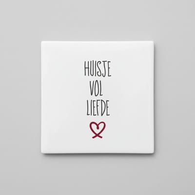 Gezellige Liefdesquote Keramische Tegel “Huisje vol liefde” – Warme Familie Wanddecoratie, Moderne Woondecoratie Tegel 15 x 15 cm