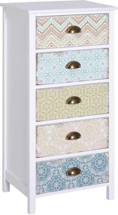 MODFU - Ladekast - 5 Laden - Shabby Chic - Voor Woonkamer Of Slaapkamer - MDF - Multicolor