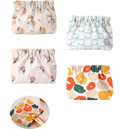 4 stuks- Mini Make-up Tas -compacte organizer - Waterdicht - Compact - Geen Rits - Sieraden Organizer Vrouwen - automatisch sluitend make-uptasjes - voor cosmetica en skincare- 13x10cm - Veelkleurig-cadeau voor vrouwen