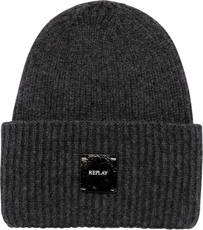 REPLAY muts Beanie Granite Gray donkergrijs