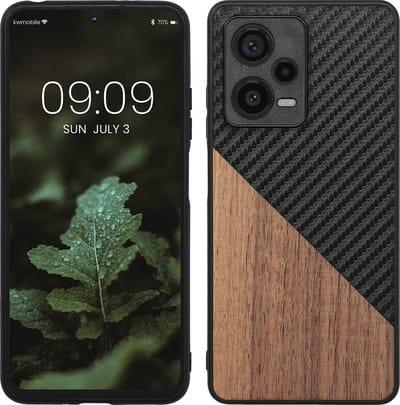 kwmobile hoesje geschikt voor Xiaomi Redmi Note 12 Pro+ 5G / Note 12 Pro Plus 5G - Backcover in donkerbruin / zwart -Smartphonehoesje - design