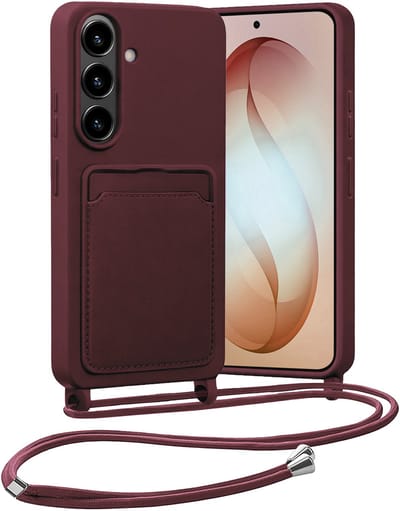 Hoesje Geschikt voor Samsung S26 Hoes Met Telefoonketting - Backcover Geschikt voor Samsung Galaxy S26 Case Met Koord - Aubergine