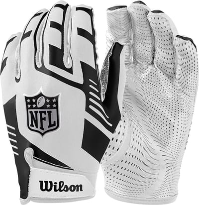 Wilson - NFL - Stretch Fit - Youth - American Football - Receiver Gloves - Wit/Zwart - Jeugd Maat - One Size