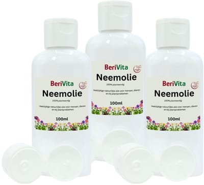 Neemolie 3x100ml - Pure, Koudgeperste en Onbewerkte Neem Olie 300ml - Azadirachta indica zaden voor Mens, Dier en Plant