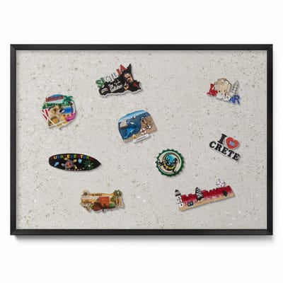 Tulup Magneetbord met Zwarte Frame - Romig Magneetbord Met Decoratieve Patronen - 70 cm x 50 cm - Licht steengoed - Magneetbord met Effen Frame - Magnetisch Bord Decoratief - Magneetbord Multifunctioneel