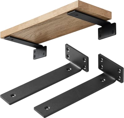 YONO Plankdragers Metaal - Zwevende Plankhouder Wandsteun - 15cm - Zwart - 2 Stuks