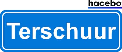 Hacebo - Plaatsnaam Sticker - 29x10 CM - Terschuur sticker - Verkeersborden sticker - grappige cadeaus - Terschuur