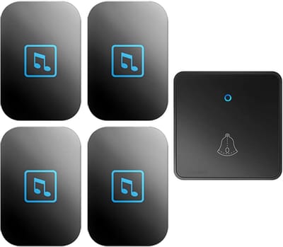 Draadloze Deurbel Set - Plug-in Bel - Bezoekers Melden - Anti-interferentie - 3 Zenders 3 Ontvangers - Zwart