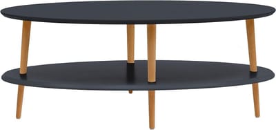 Salontafel Ovaal - Woonkamertafel Koffietafel - Gezellig Samenzijn - Montage Zonder Gereedschap - 110 x 70 cm - Grafietgrijs