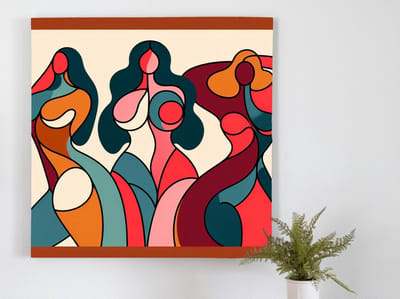 Line art dikke dames schilderij | Vrouwelijke lijnen in kunst: de ronde schoonheid van Dikke Dames | Kunst - 30x30 centimeter op Canvas | Foto op Canvas