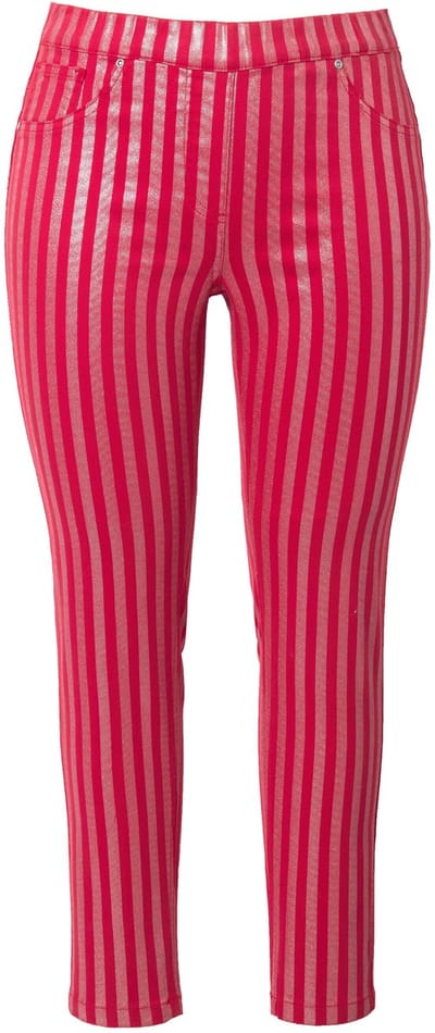 Angel of Style - Dames - Jegging Slim Fit glitterstrepen - Neonrood - Maat 42