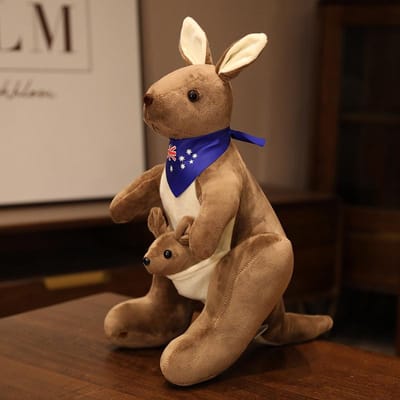 Écharpe réaliste Maman avec Bébé Kangourou Peluche Jouet Enfant Jouet Simulation Animaux Australiens Kangourou Peluche Cadeau Drôle Pour Enfants about 30-35cm