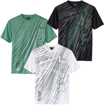 ATLAS FOR MEN - Set van 3 sportieve T-shirts - Heren - Verkrijgbaar in grote maten - L